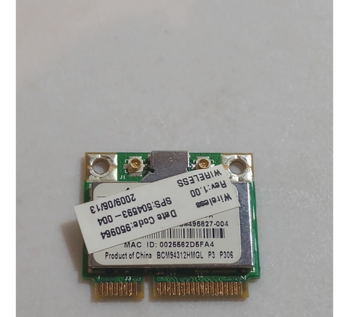 Tarjeta Wifi Hp 110 4510s Compaq Bcm94312hmg 504593-004