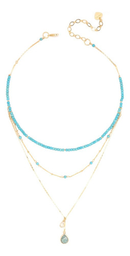 Collar De Triple Capa Con Cuentas Azules Nakamol Mix And