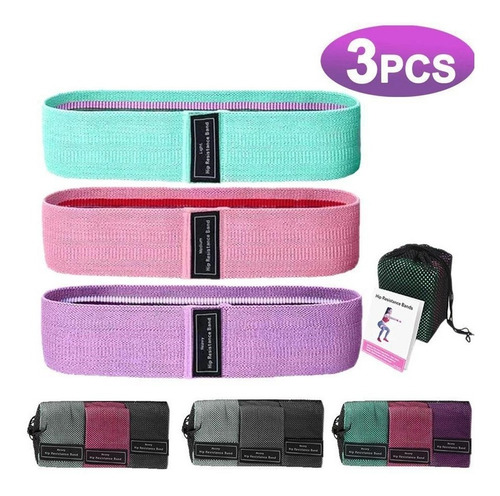 Imagem 6 de 6 de Kit Mini Bands 3 Intensidades Faixas Tecido Hip Não Estoura