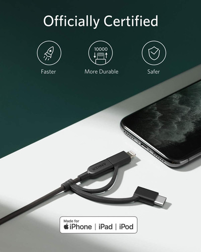 Anker Powerline Ii 3 En 1 Cable Rayo / Tipo C / Micro Usb Ca