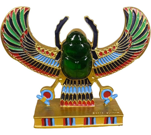 Ebros Egipcio Hermoso Escarabajo Alado Amuleto Ankh Símbolo 