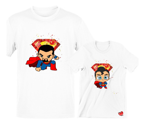 2 Playeras Papá Hijo Dúo Superman Regalo Dia Del Padre