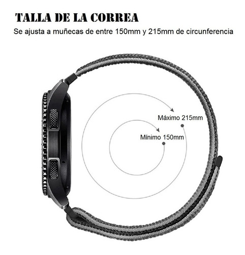 Imagen 5 de 5 de Correa Malla Reloj / Smartwatch De Nylon Con Abrojo 20mm