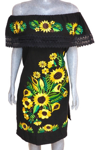 Vestidos Mexicanos Bordado Artesanal Girasoles Campesinos Mercado Libre