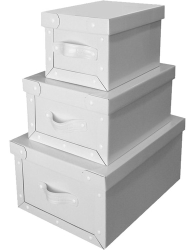 Set X3 Cajas Baulera Organizadora Blanca Pettish Online Vc 