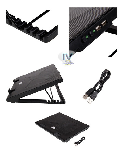 Imagen 4 de 5 de Base Enfriadora 5 Ventiladores Inclinable 5 Posiciones Usb