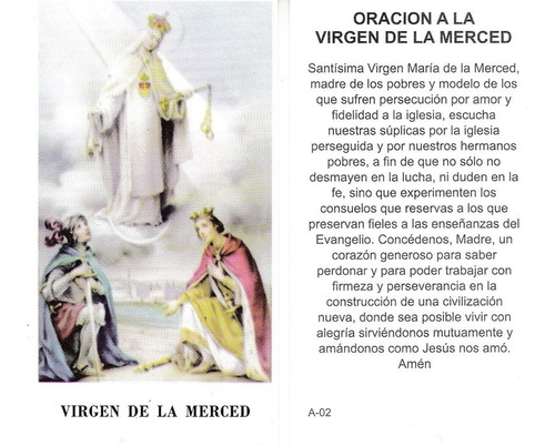 Estampas Virgen De La Merced Santos Con Oracion X 100 Un