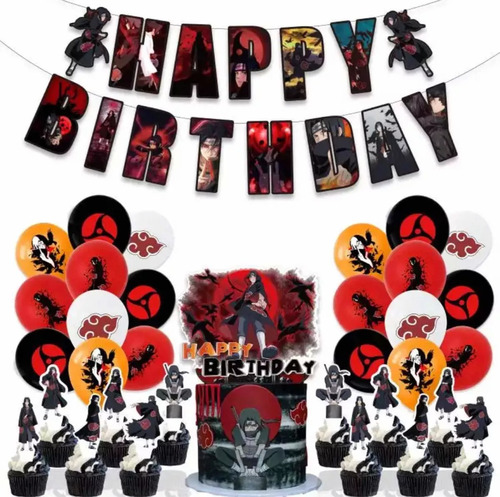 Kit Cumpleaños Itachi Akatsuki Decoración