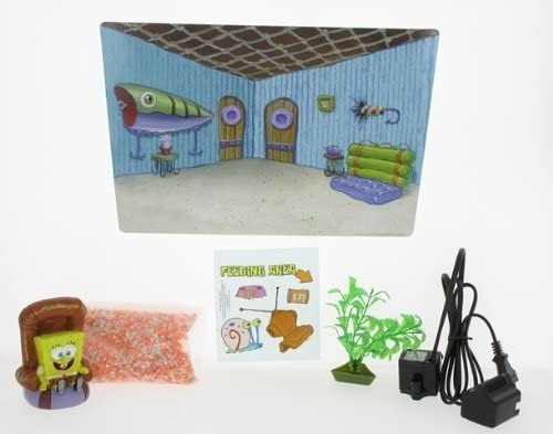 Aquário Bob Esponja de 15 litros de acrílico com filtro Penn Plax