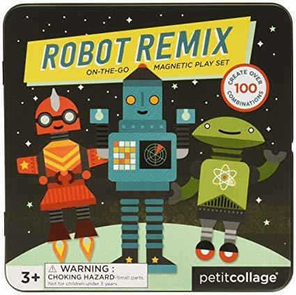 Petit Collage Mix And Match Magnetic Tin Robots