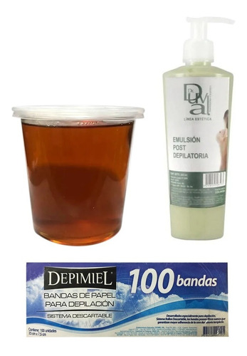 Cera Depilatoria Jalea Miel Descartable + Bandas + Emulsión 