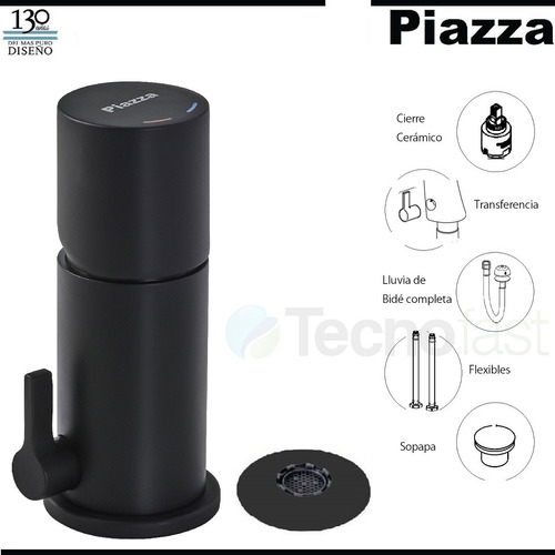 Grifería Piazza Lounge Negro Combo Ducha + Lavatorio + Bidet