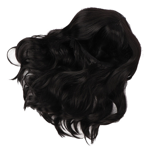 Peluca Rizada For Mujer Longitud Media Color Negro