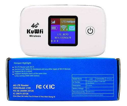 Kuwfi 4g Lte Mobile Wifi Hotspot Router Inalámbrico