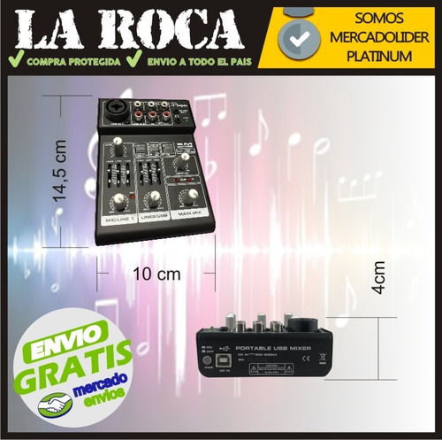 Consola Mixer Em 302usb Con Interfaz De Grabacion - La Roca