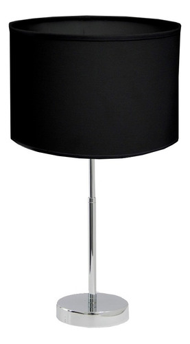 Lampara Velador Mesa Cromo Apto Led Con Pantalla Blanca Color de la pantalla Negro