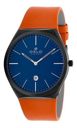 Relogio Oslo Slim Com Pulseira De Couro Laranja7891529129579