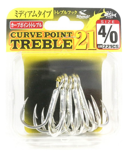 Anzuelo Triple Sasame Curve Point Treble 221cs Japon N° 4/0