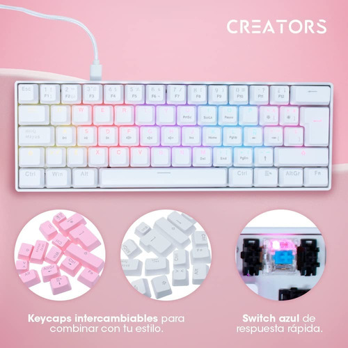 Imagen 6 de 7 de Teclado Mecánico Gamer 60% Ocelot Creators Ergonómico Rgb