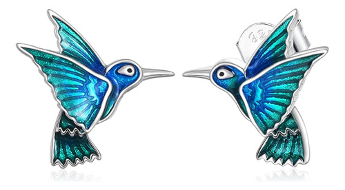 S925 Aretes De Pernos De Colibrí De Plata Esterlina Con Mori