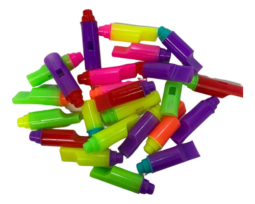 Silbato Chifle Fluo X 24 Cotillon Fluor Fiesta Neon 