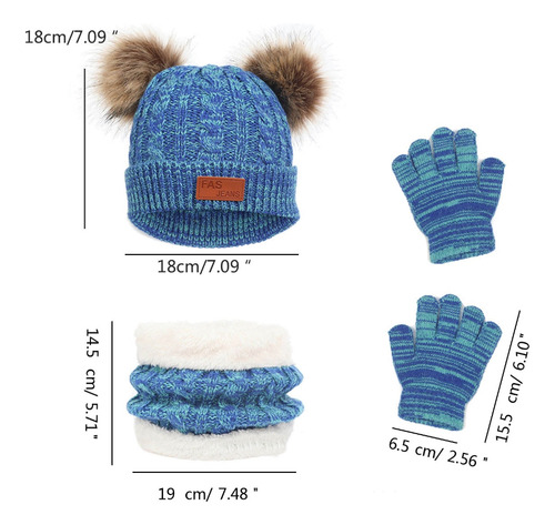 (bk) Combo De Gorro De Invierno, Guantes, Cuello Y Bufanda P