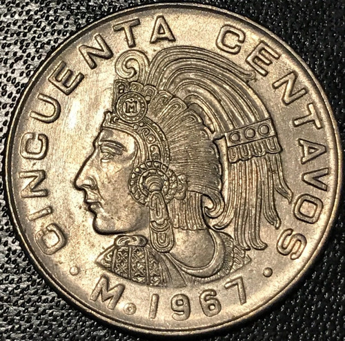 Mex16114 México 50 Centavos 1967 Au-unc Penacho Ralo Ayff