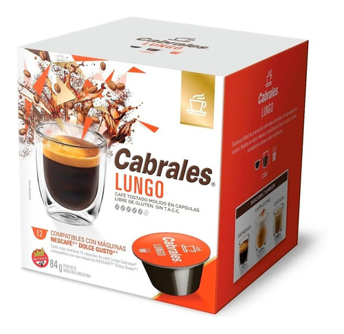 Cápsulas Cabrales Compatible Dolce Gusto Lungo X 12 Unid.