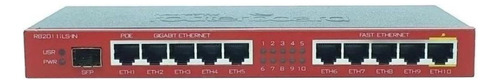 Roteador MikroTik RouterBOARD RB2011iLS-IN preto e vermelho