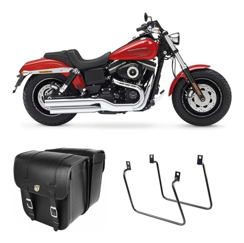 Alforge Lateral Bag Custom 22l + Afastador Harley Fat Bob