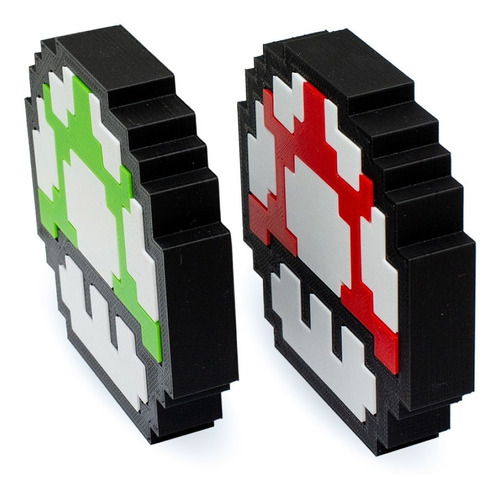 Imagen 4 de 4 de Honguito/toad - Pixel Super Mario Figura Impresa En 3d