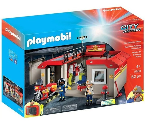 Playmobil Estación De Bomberos Portátil  62 Piezas
