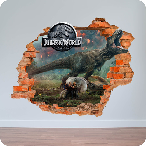 Vinilo Pared Rota 3d Jurassic World Dinosaurios 100x100