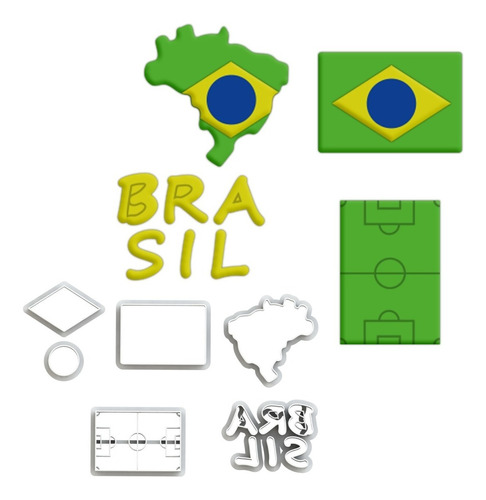 Kit Cortadores Para Pasta Americana - Tema Brasil