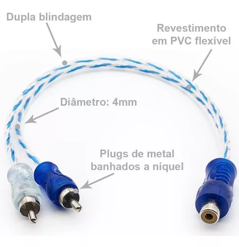 Cabo Rca Y 2 Femea 1 Macho Blindado Profissional Kx3