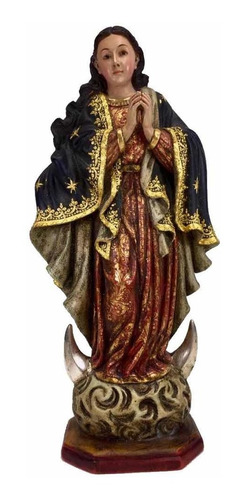 Escultura  En Madera Inmaculada Concepcion De María 34cm