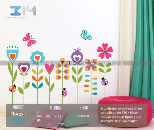 Vinilo Decorativo Floral-i 03. Calcomanía Flores Y Mariposas