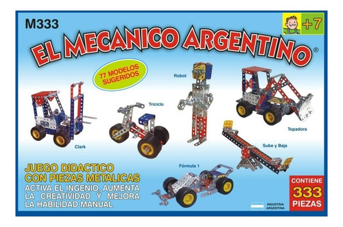 El Mecanico Argentino 333 Pz T/ Mecano Para Armar Todo Metal