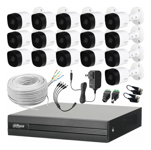 Dahua Kit Cctv 16 Cámaras 5mp Metal + Bobina Cable Utp Cat5e Color Blanco