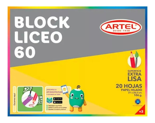 Block Liceo 60 20 Hojas Artel  Pack 4 Block Liceo 