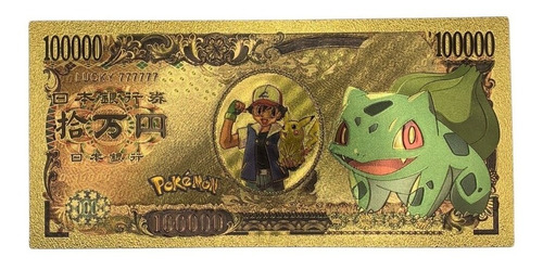 Cédula Nota Comemorativa Bulbasaur Pokemon 100.000 Yen 