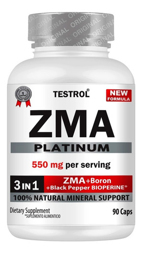 Imagen 1 de 10 de Zma Platinum Testrol Zma+boron+bioperine 90 Capsulas