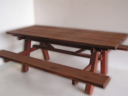 Imagen 4 de 6 de Mesa De Madera Quebracho Exterior Con Bancos