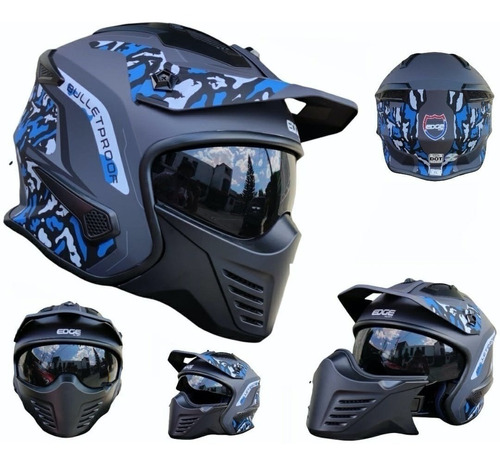 Casco Modular Edge Kombat Camuflage Mate Colores Certificado