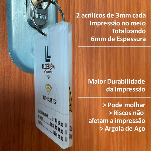 Chaveiro Personalizado Hotel Pousada Acrílico Duplo 31un