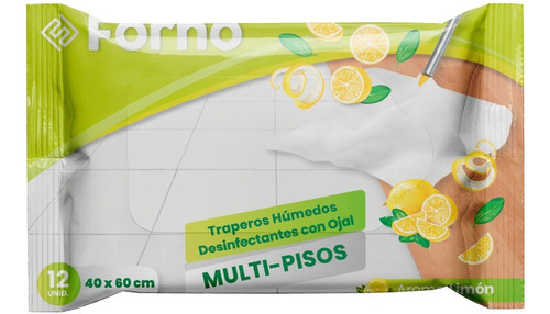 Caja 12 Paquetes De Traperos Húmedos Desinfectantes Limón