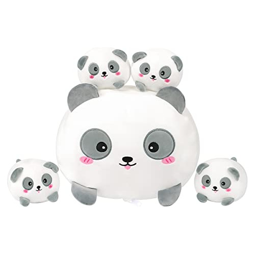 Mamá Panda Linda De Peluche 4 Pequeños Bebés Pandas ...