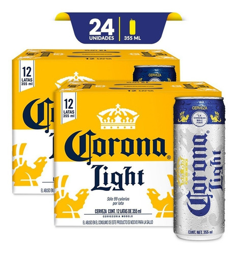 Cerveza Corona Light, 2x 12pack Lata 355ml C/u