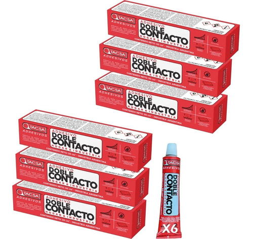 Adhesivo Cemento De Contacto Doble Tacsa Pomo 50cc Pack X 6