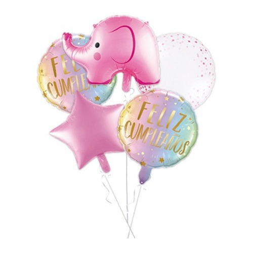 Set Globos Foil Elefante Rosado Niña 